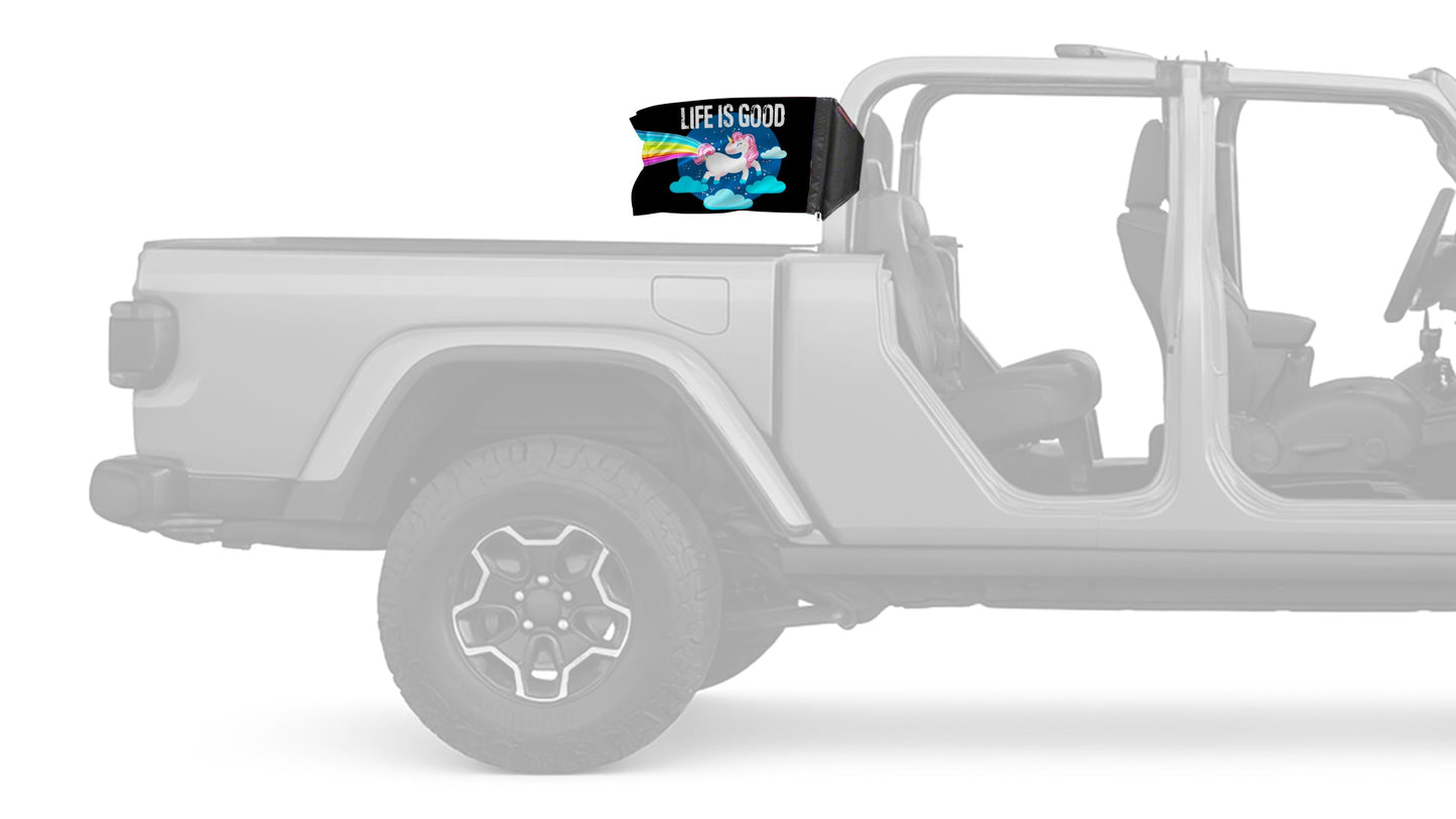 Life Is Good Unicorn 12"x18" Forever Wave Flag for Jeep Gladiator JT