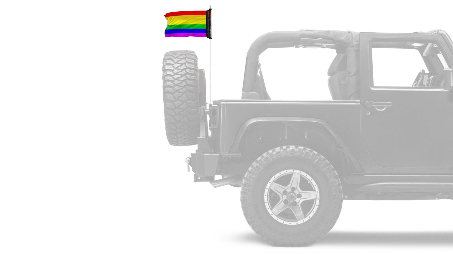 Rainbow 12"x18" Forever Wave Flag for Jeep Wrangler LJ 2003-2006