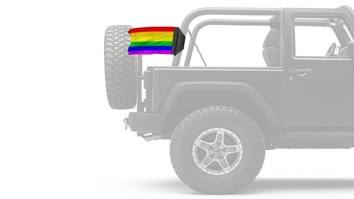 Rainbow 12"x18" Forever Wave Flag for Jeep Wrangler JK 2-Door 2007-2018