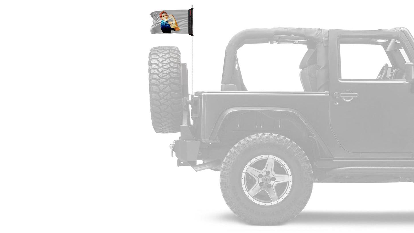 Rosie The Riveter 12"x18" Forever Wave Flag for Jeep Wrangler JK 2-Door 2007-2018