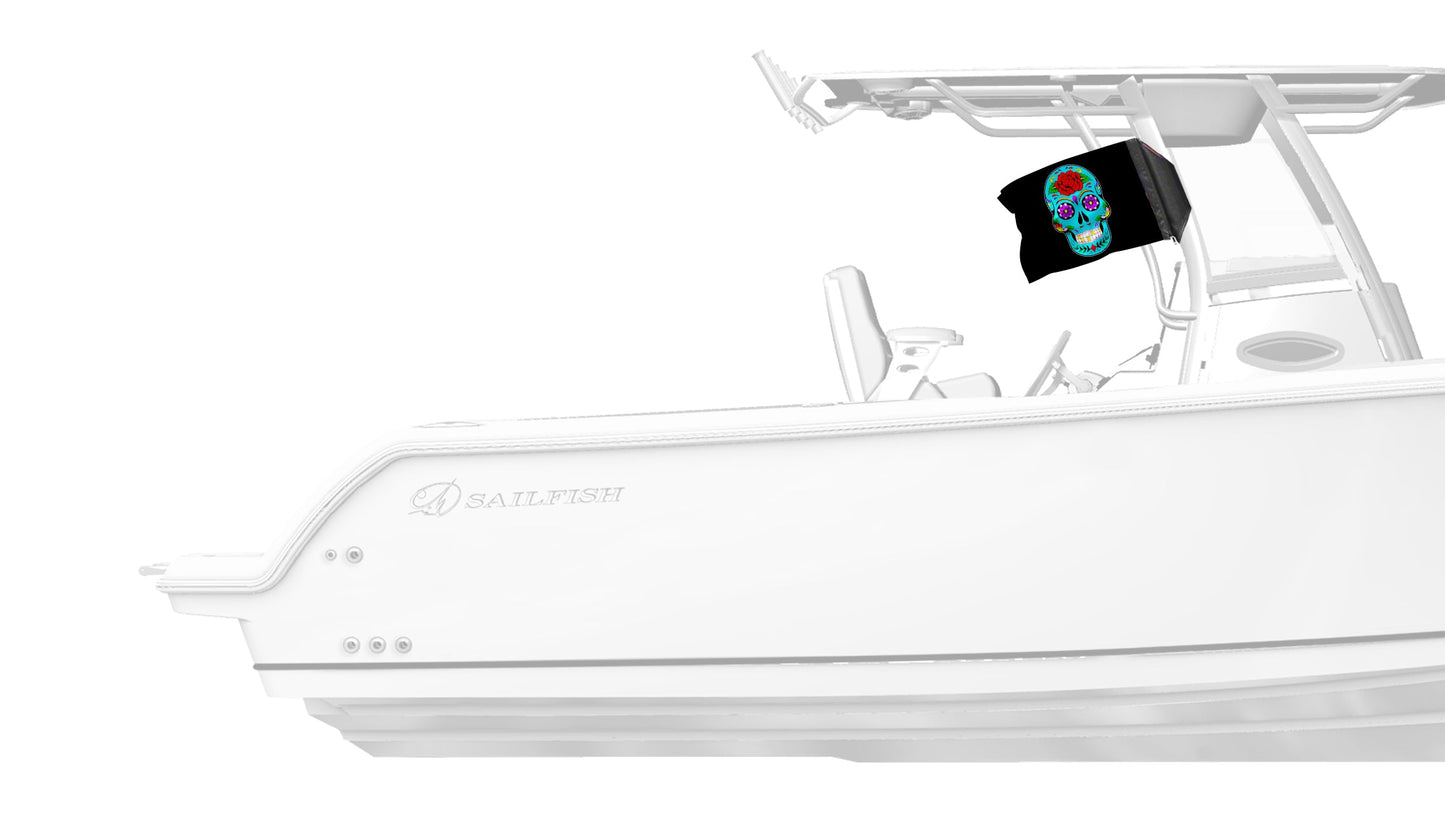 Sugar Skull 12"x18" Forever Wave Flag for Boats