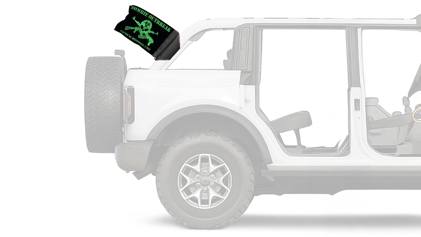 Zombie Outbreak Tactical Response Unit 12"x18" Forever Wave Flag for Bronco