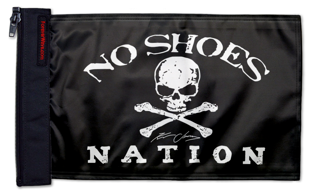 No Shoes Nation 12"x18" Forever Wave Flag for Jeep Wrangler JKU 4-Door 2007-2018