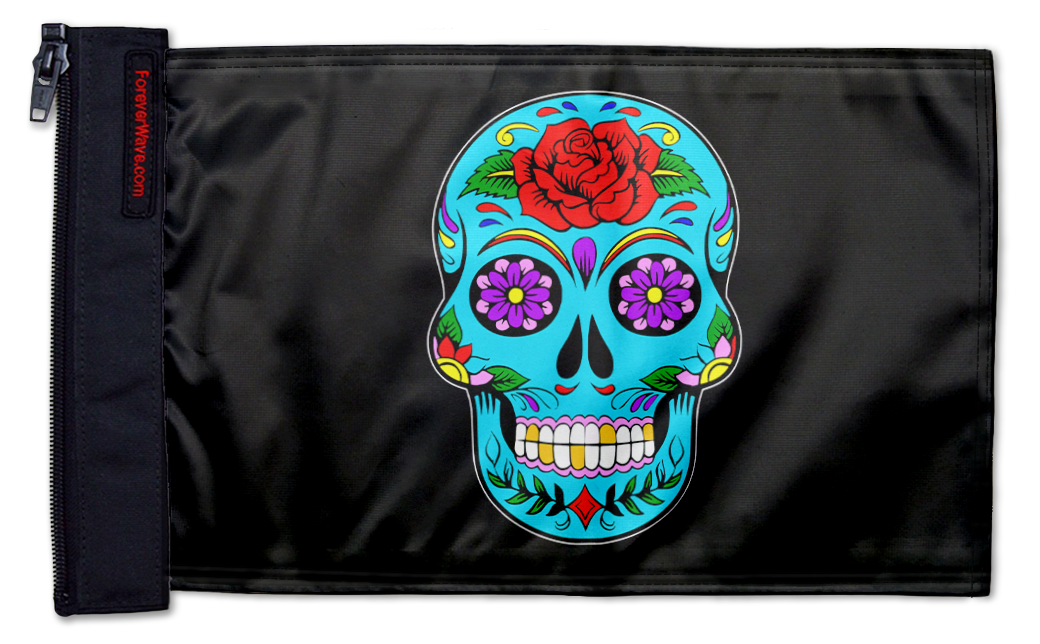 Sugar Skull 12"x18" Forever Wave Flag for Boats
