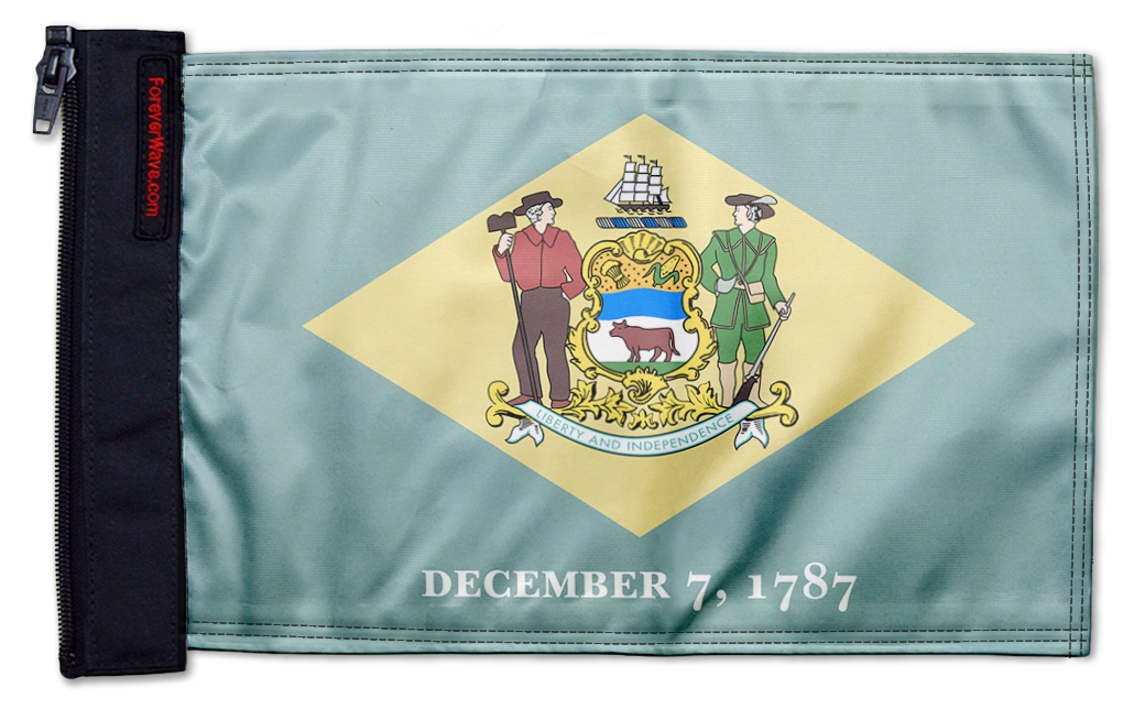 State Flag Delaware 12"x18" Forever Wave Flag for Jeep Wrangler JK 2-Door 2007-2018