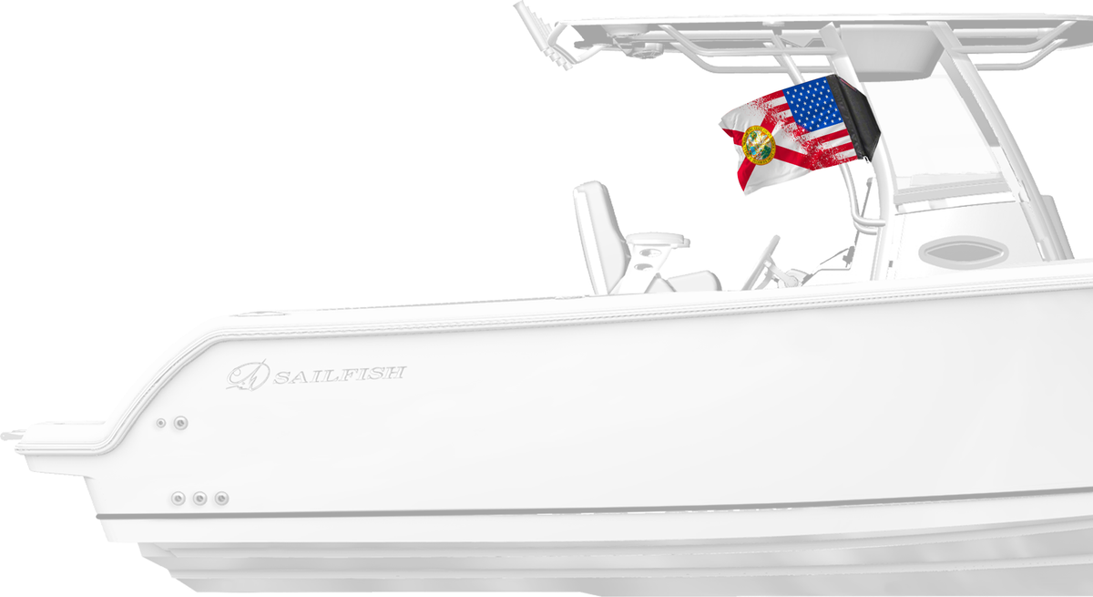 State Flag Florida USA Forever Wave flag mounted on a boat T-top