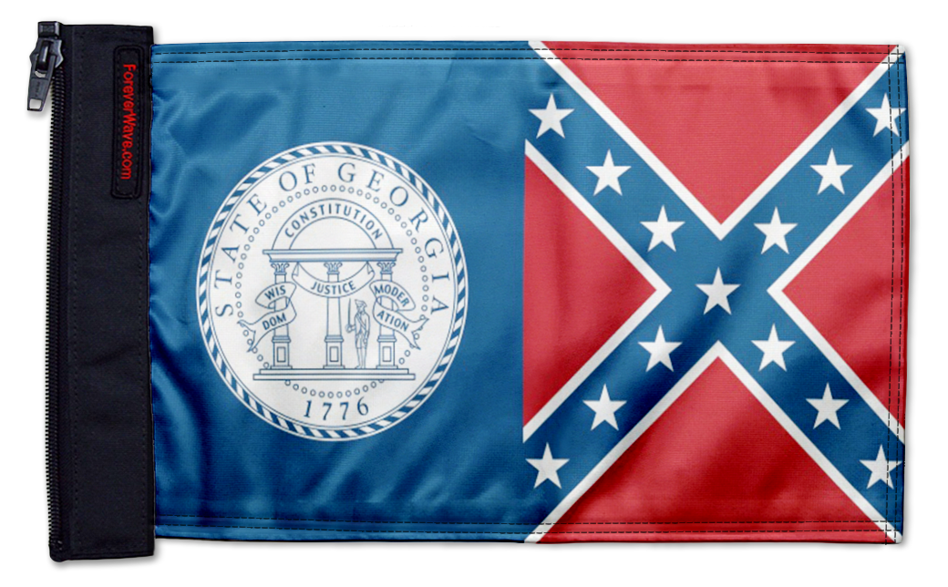 State Flag Georgia Old Style 12"x18" Forever Wave Flag for Jeep Wrangler JKU 4-Door 2007-2018