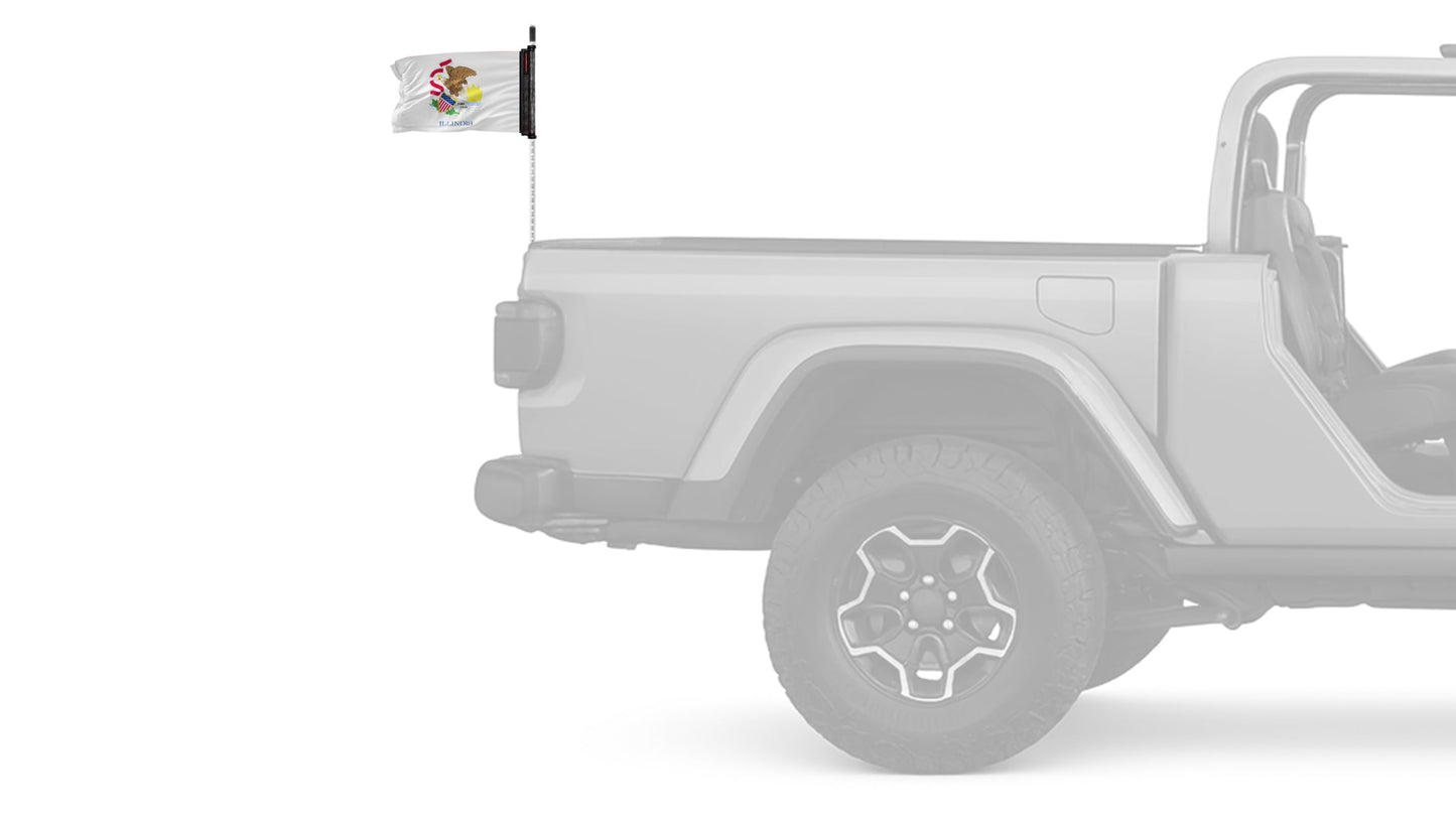 State Flag Illinois 12"x18" Forever Wave Flag for Jeep Wrangler TJ 1996-2006
