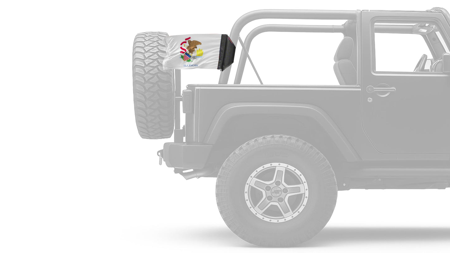State Flag Illinois 12"x18" Forever Wave Flag for Jeep Wrangler JKU 4-Door 2007-2018