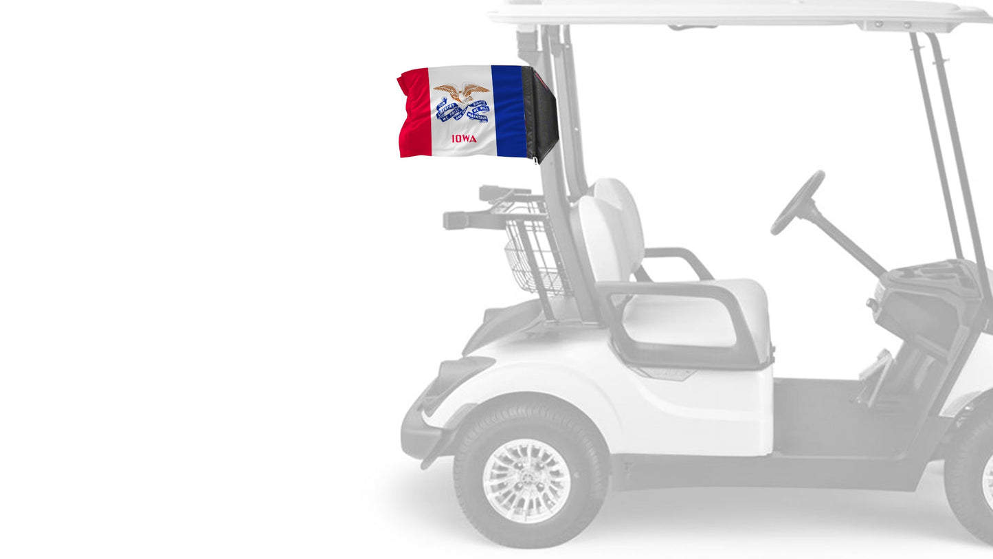 State Flag Iowa 12"x18" Forever Wave Flag for Golf Carts