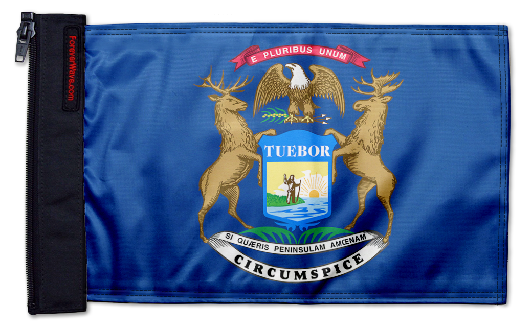 State Flag Michigan 12"x18" Forever Wave Flag for Jeep Wrangler JK 2-Door 2007-2018
