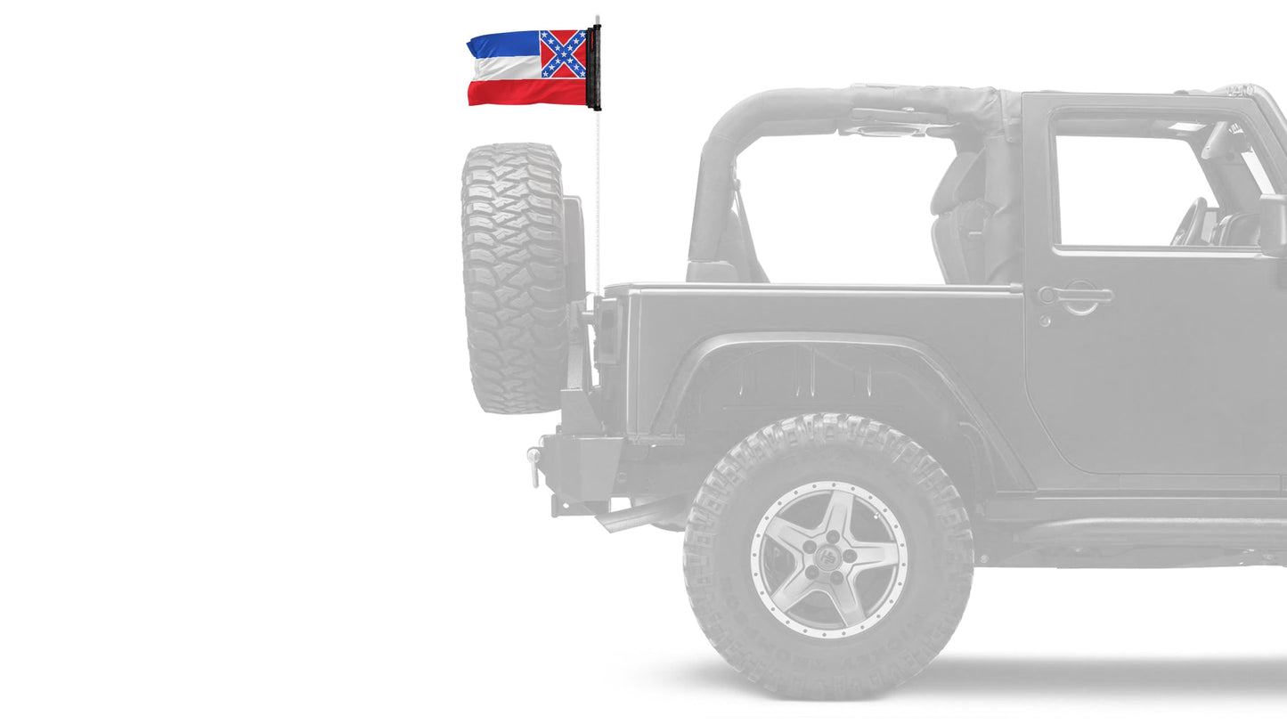 State Flag Mississippi 12"x18" Forever Wave Flag for Jeep Wrangler JKU 4-Door 2007-2018