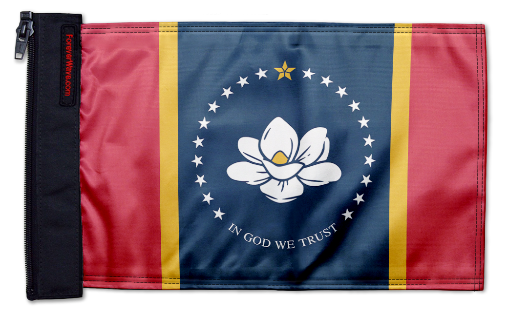 State Flag Mississippi Old Style 12"x18" Forever Wave Flag for Jeep Wrangler JLU 4-Door 2018-Present