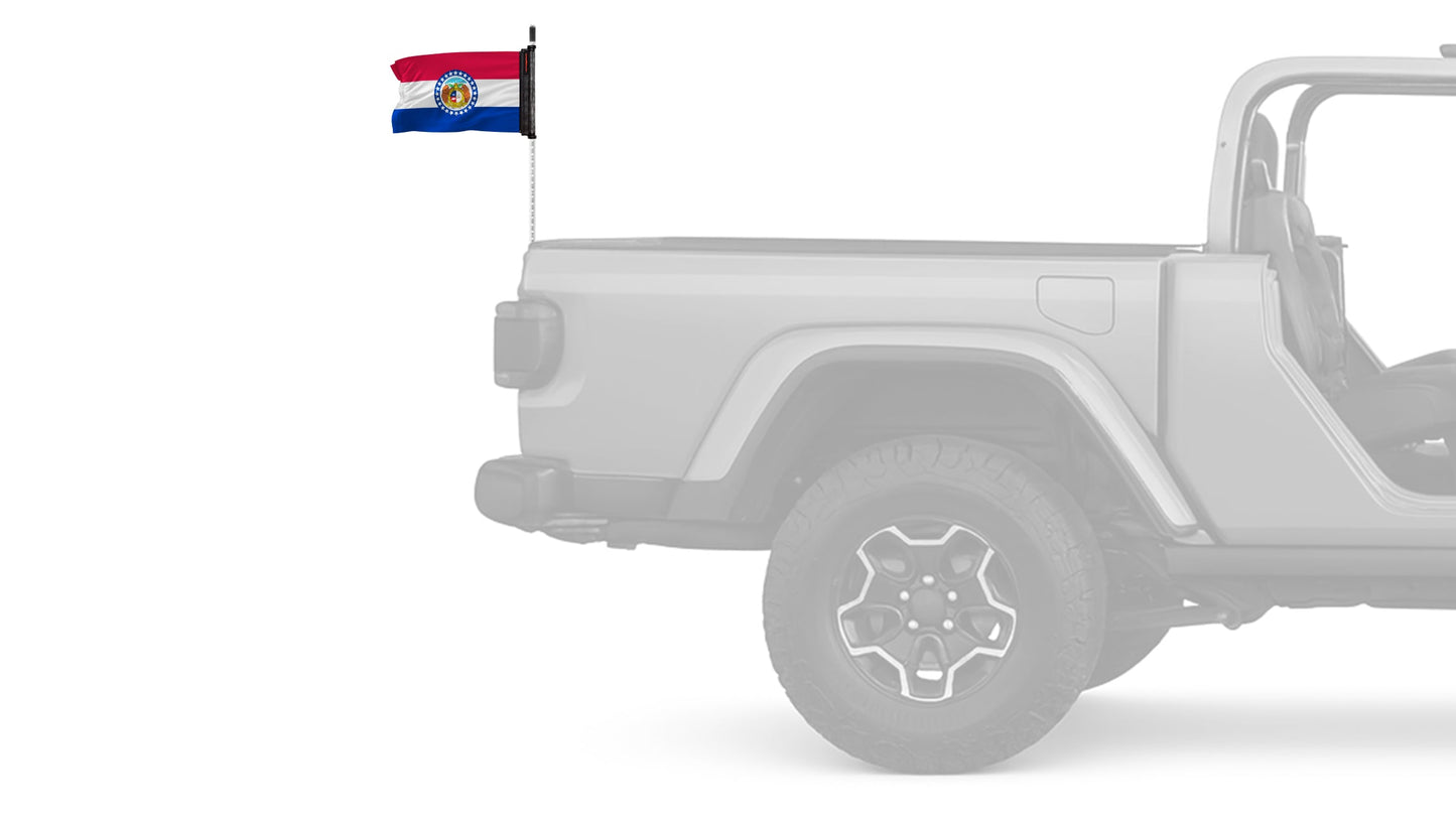 State Flag Missouri 12"x18" Forever Wave Flag for Jeep Wrangler JKU 4-Door 2007-2018