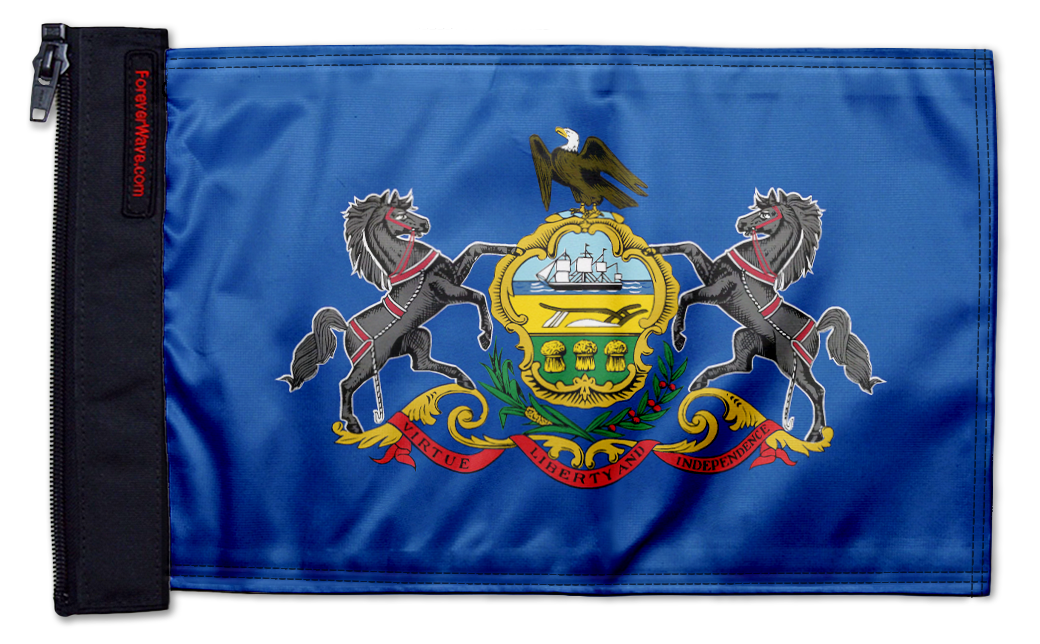 State Flag Pennsylvania 12"x18" Forever Wave Flag for Jeep Wrangler JK 2-Door 2007-2018