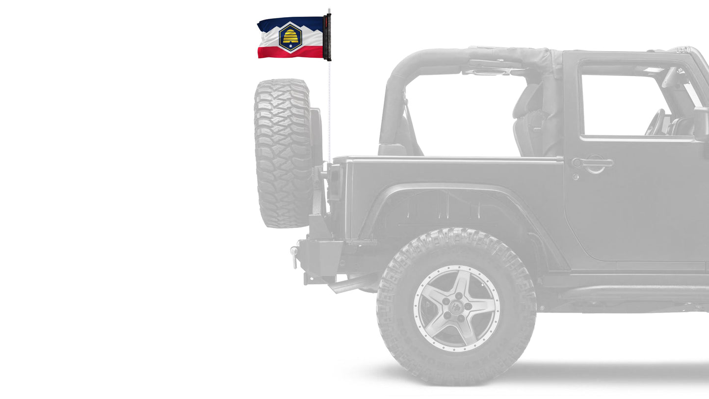 State Flag Utah 12"x18" Forever Wave Flag for Jeep Wrangler TJ 1996-2006