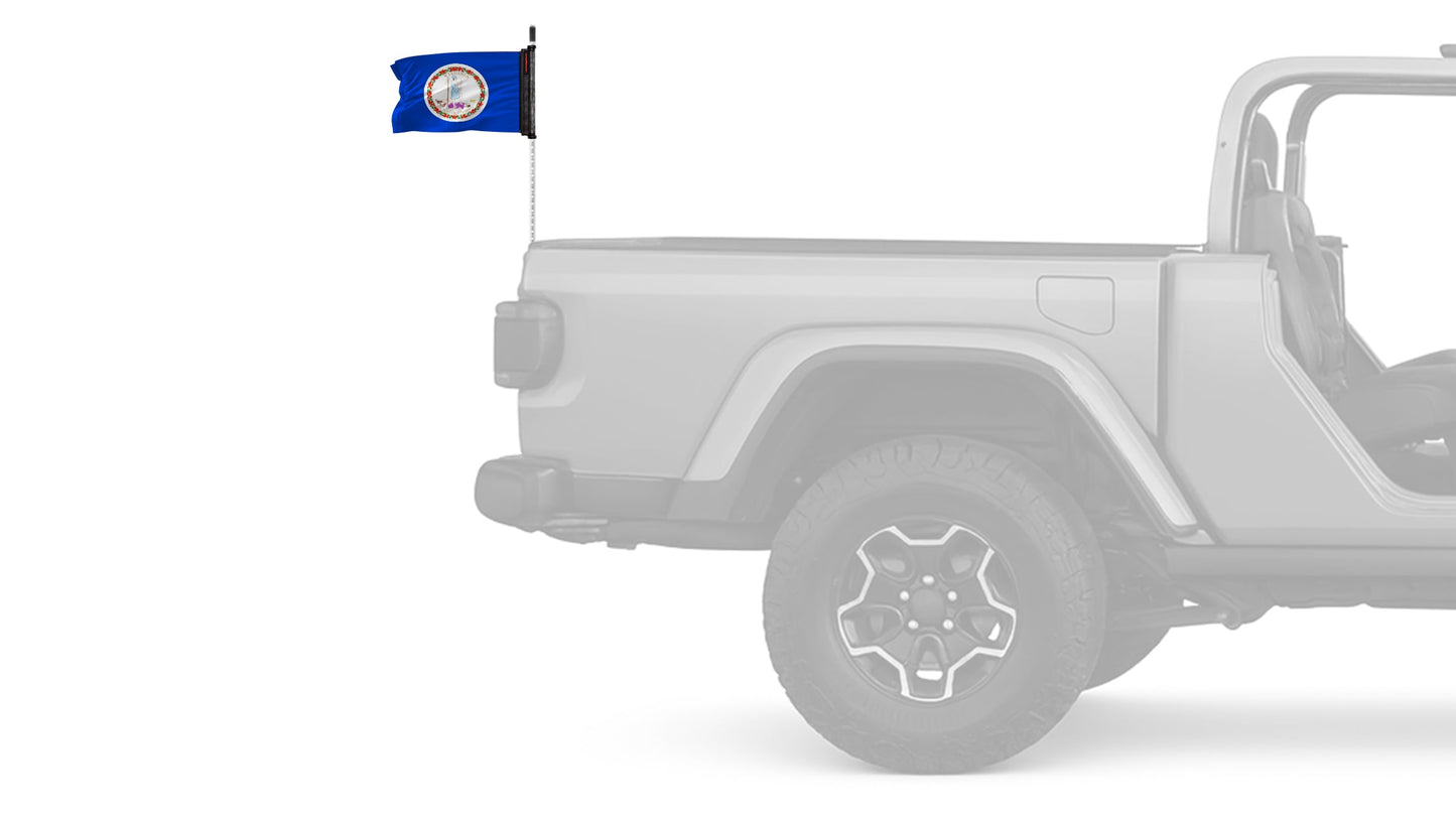 State Flag Virginia 12"x18" Forever Wave Flag for Jeep Wrangler JKU 4-Door 2007-2018