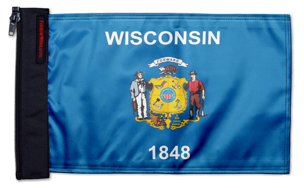 State Flag Wisconsin 12"x18" Forever Wave Flag for Bronco