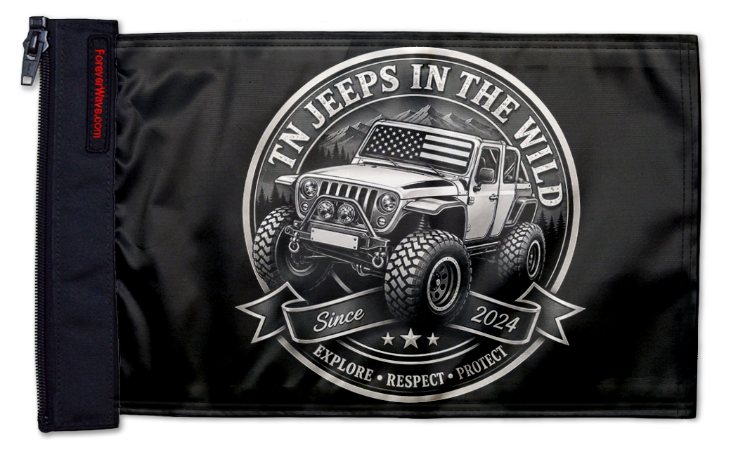 Tennessee Jeeps In The Wild 12"x18" Forever Wave Flag