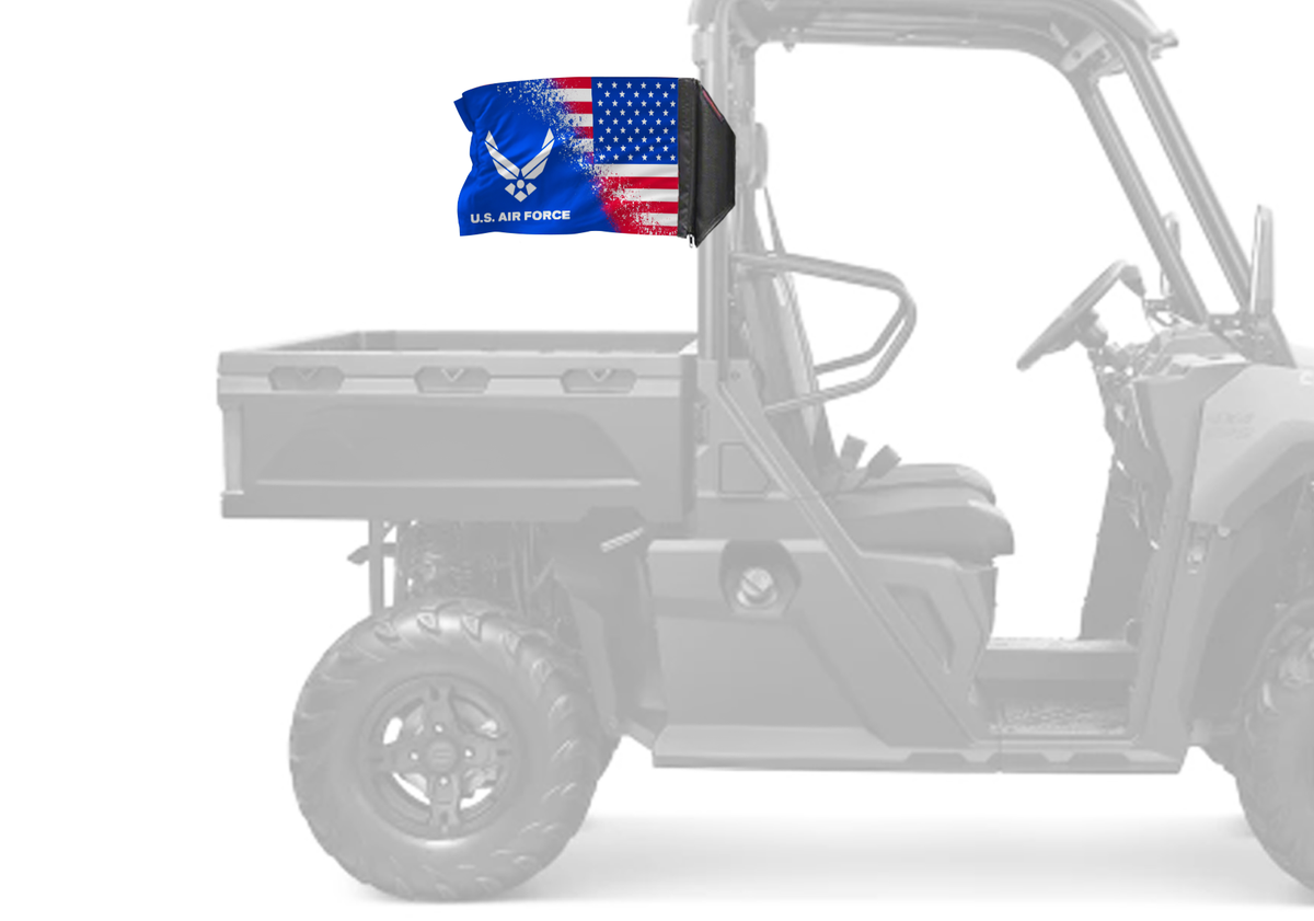 USA Air Force Forever Wave flag mounted on a UTV