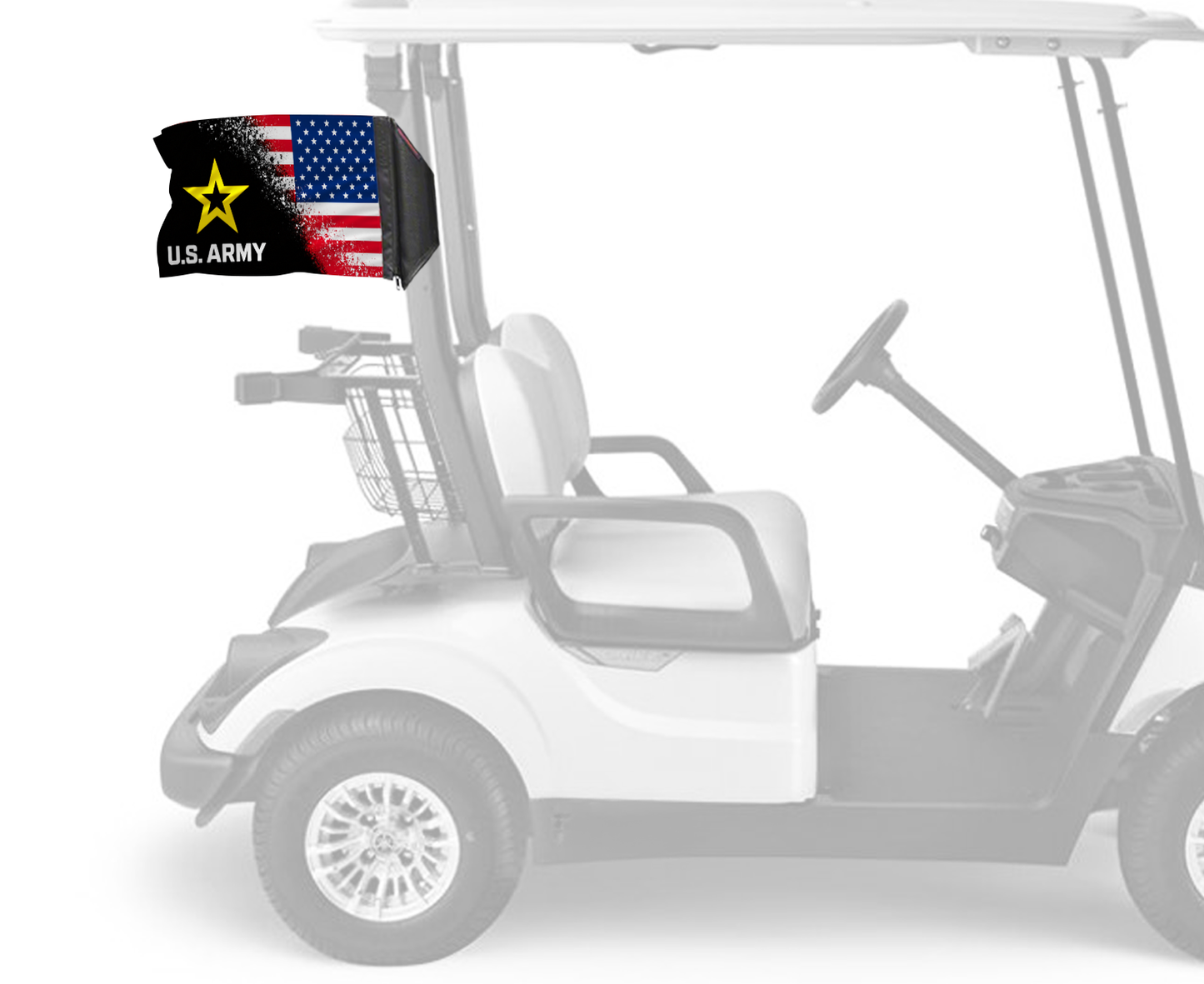 USA Army Forever Wave flag mounted on a golf cart