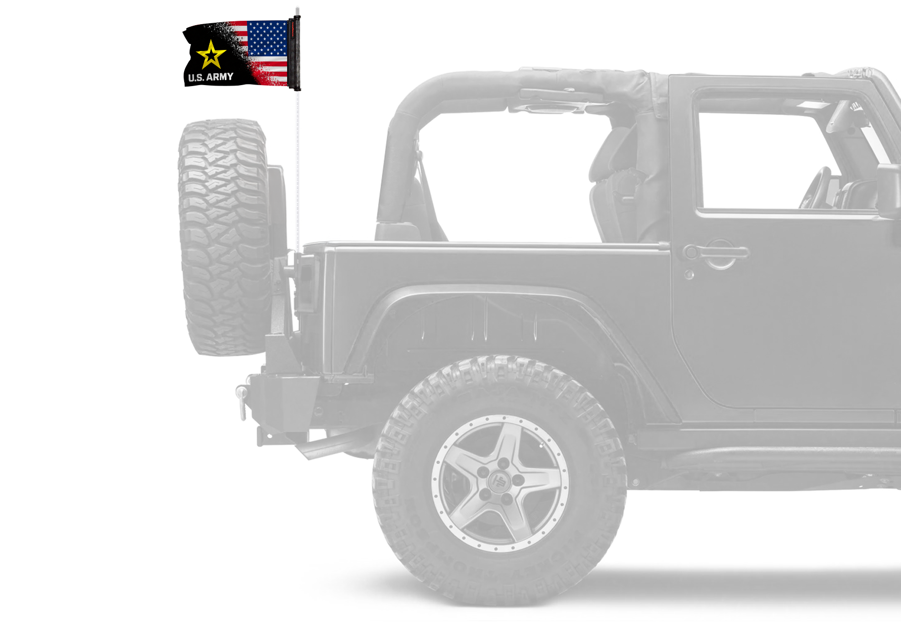 USA Army Forever Wave flag mounted on a CB or LED antenna