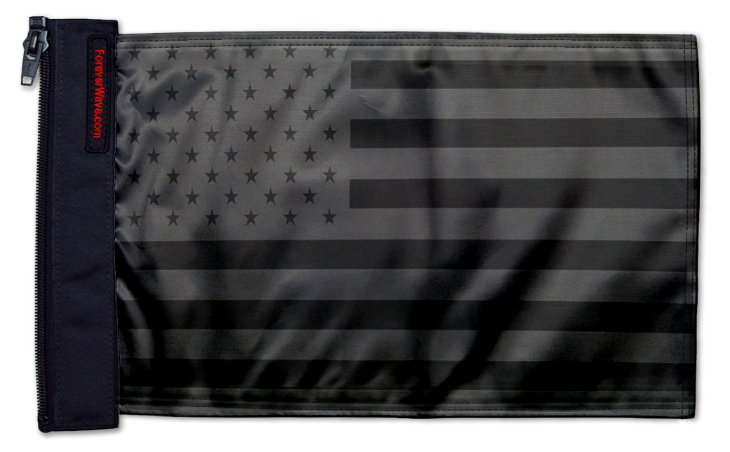 USA Black 12"x18" Forever Wave Flag for Golf Carts