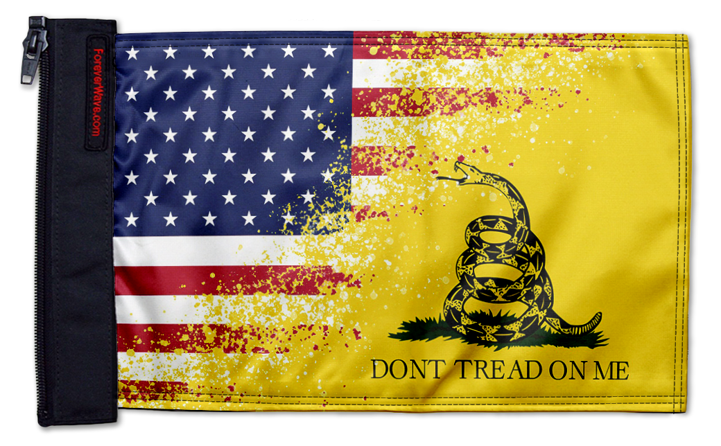 USA Gadsden 12"x18" Forever Wave Flag for Boats