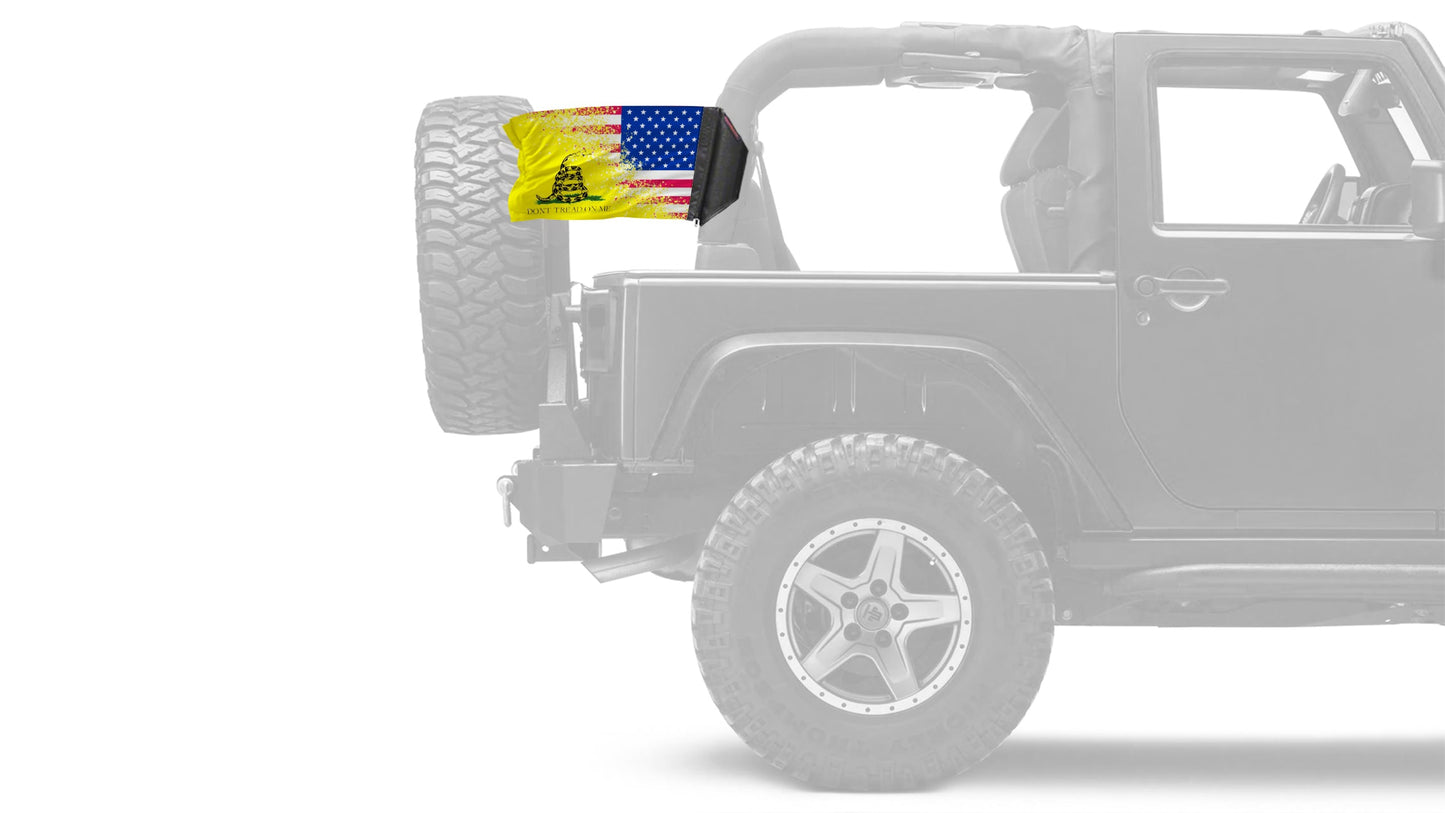 USA Gadsden 12"x18" Forever Wave Flag for Jeep Wrangler JK 2-Door 2007-2018