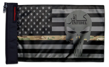 USA Subdued Thin Camo Line Infidel 12"x18" Forever Wave Flag for Jeep Wrangler JL 2-Door 2018-Present