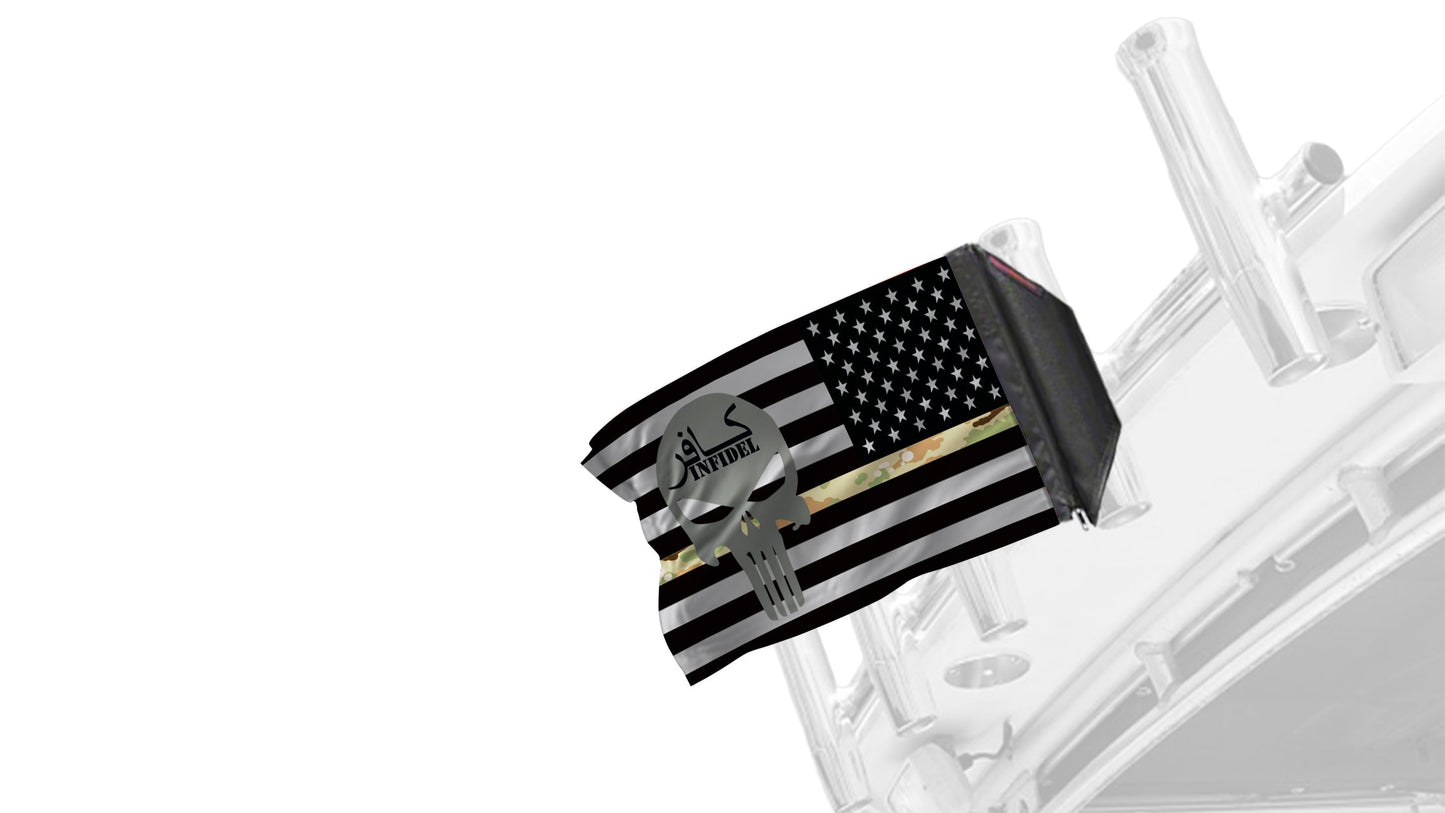 USA Subdued Thin Camo Line Infidel 12"x18" Forever Wave Flag for Boats
