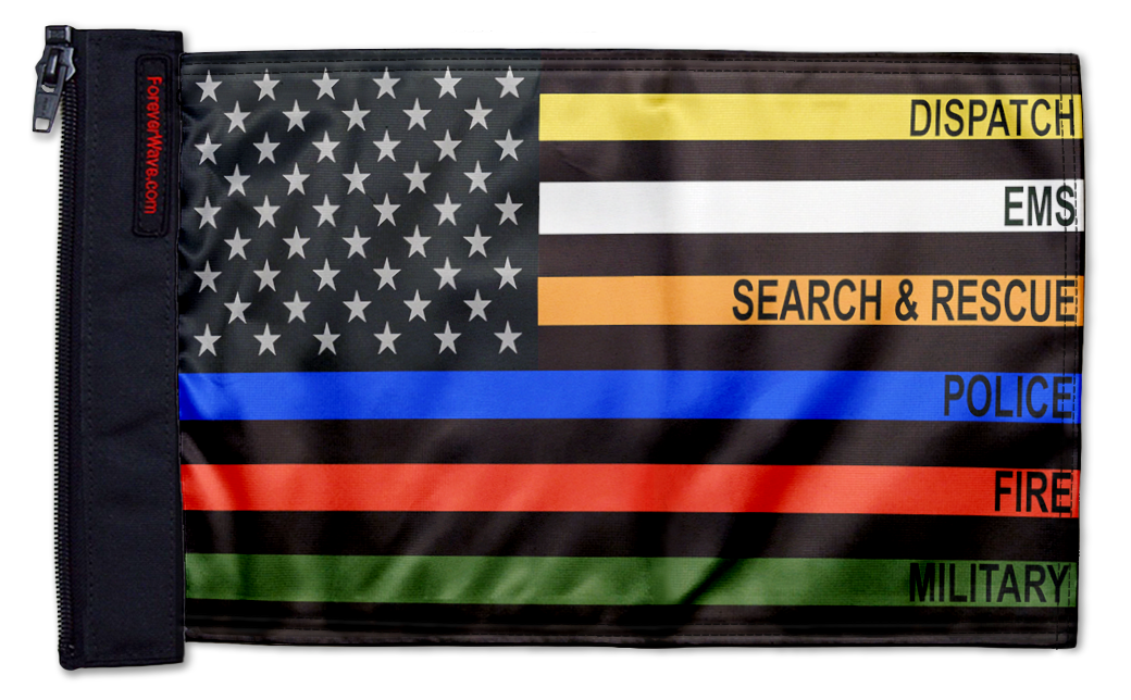 USA Subdued First Responders 12"x18" Forever Wave Flag for Jeep Gladiator JT