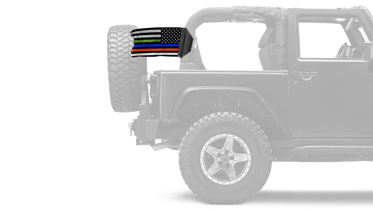 USA Subdued Honor The 4 12"x18" Forever Wave Flag for Jeep Wrangler TJ 1996-2006