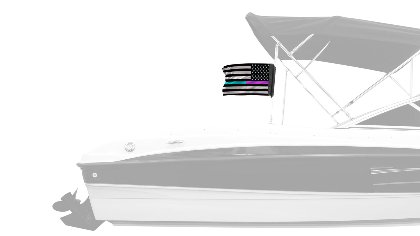 USA Subdued Thin Purple-Teal Line 12"x18" Forever Wave Flag for Boats