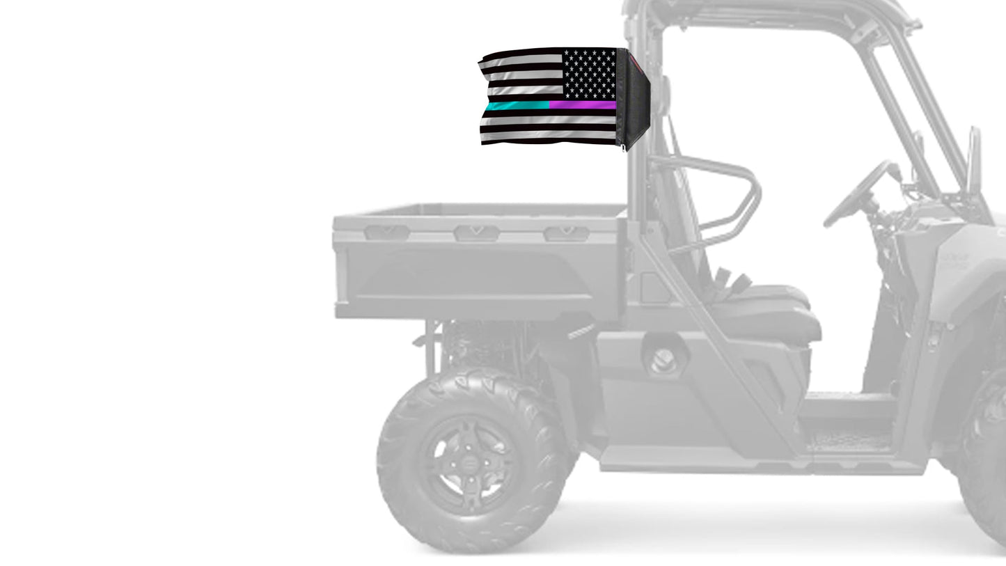 USA Subdued Thin Purple-Teal Line 12"x18" Forever Wave Flag for UTVs