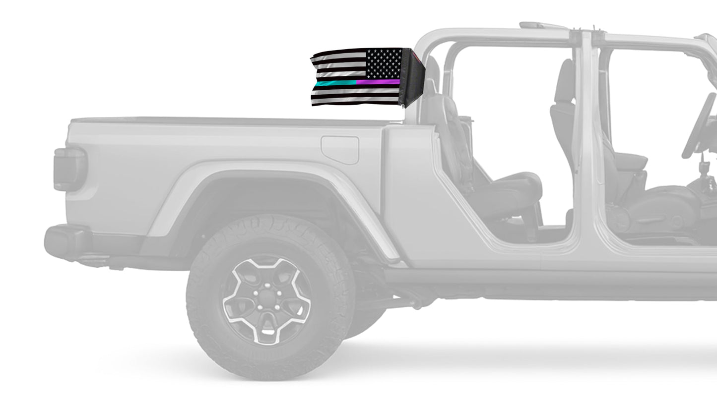 USA Subdued Thin Purple-Teal Line 12"x18" Forever Wave Flag for Jeep Gladiator JT