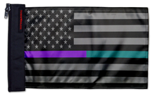 USA Subdued Thin Purple-Teal Line 12"x18" Forever Wave Flag for Boats