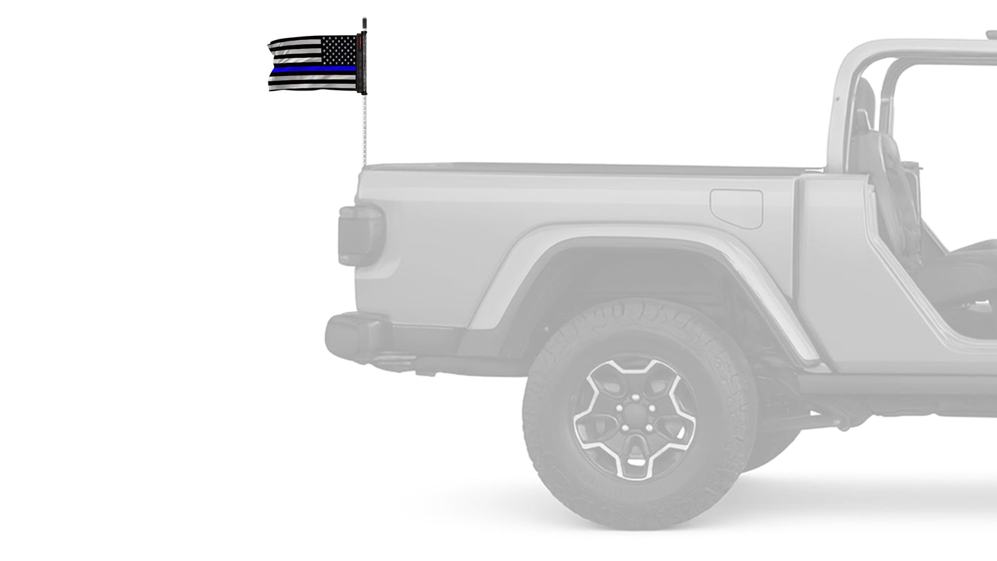 USA Subdued Thin Blue Line 12"x18" Forever Wave Flag for Jeep Wrangler LJ 2003-2006