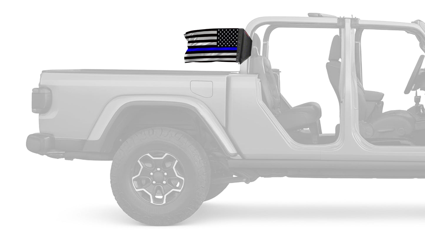 USA Subdued Thin Blue Line 12"x18" Forever Wave Flag for Jeep Gladiator JT