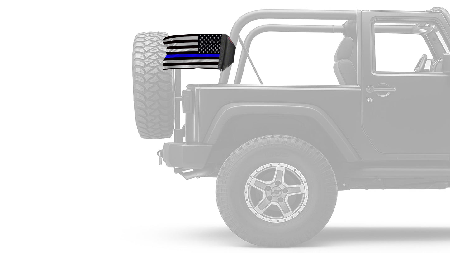 USA Subdued Thin Blue Line 12"x18" Forever Wave Flag for Jeep Wrangler JL 2-Door 2018-Present