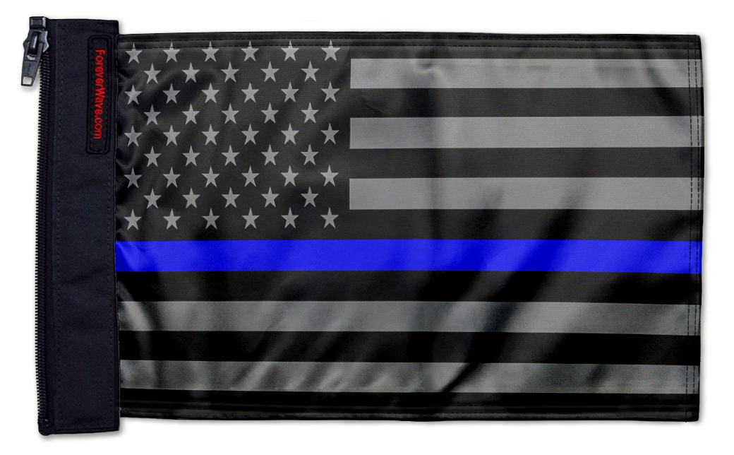 USA Subdued Thin Blue Line 12"x18" Forever Wave Flag for Jeep Wrangler JK 2-Door 2007-2018