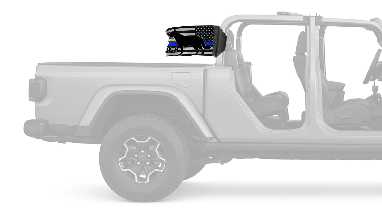 USA Subdued Thin Blue Line K9 12"x18" Forever Wave Flag for Jeep Gladiator JT