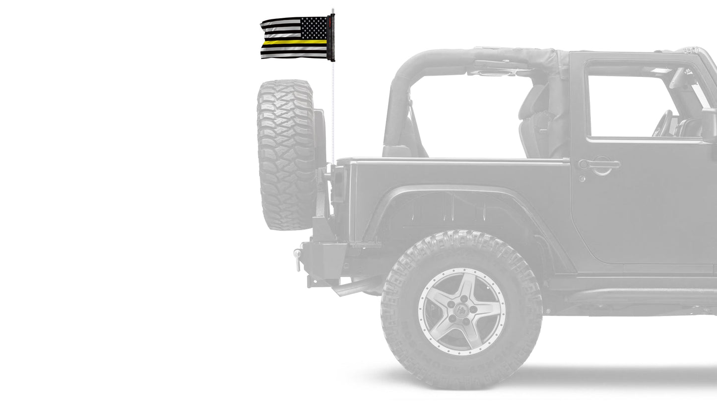 USA Subdued Thin Gold Line 12"x18" Forever Wave Flag for Jeep Wrangler LJ 2003-2006