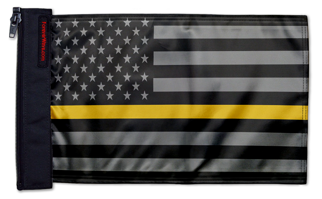 USA Subdued Thin Gold Line 12"x18" Forever Wave Flag for Boats