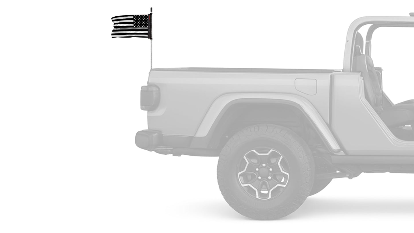 USA Subdued Thin Grey Line 12"x18" Forever Wave Flag for Jeep Wrangler CJ-7 and CJ-8 1976-1986