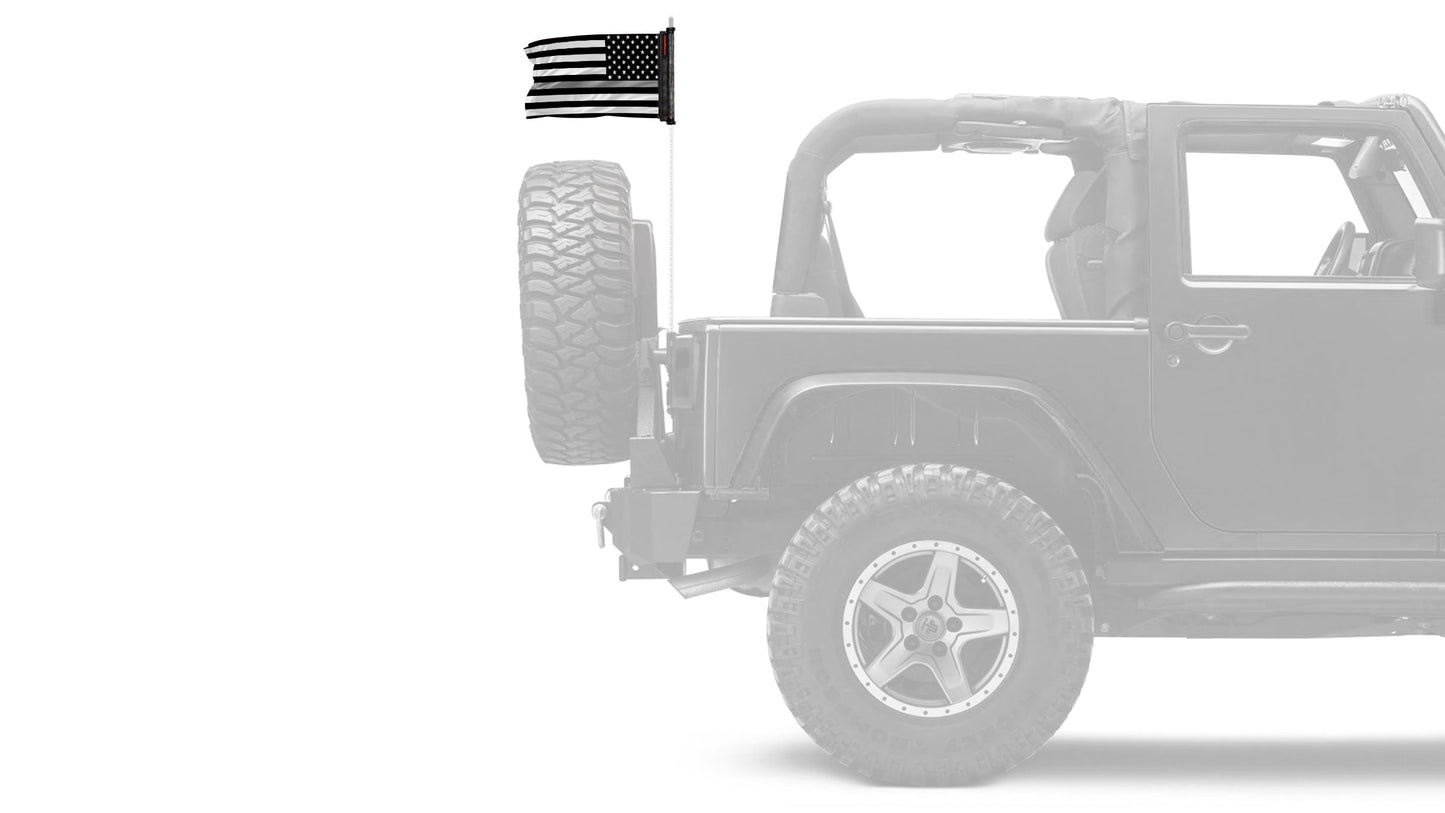 USA Subdued Thin Grey Line 12"x18" Forever Wave Flag for Bronco