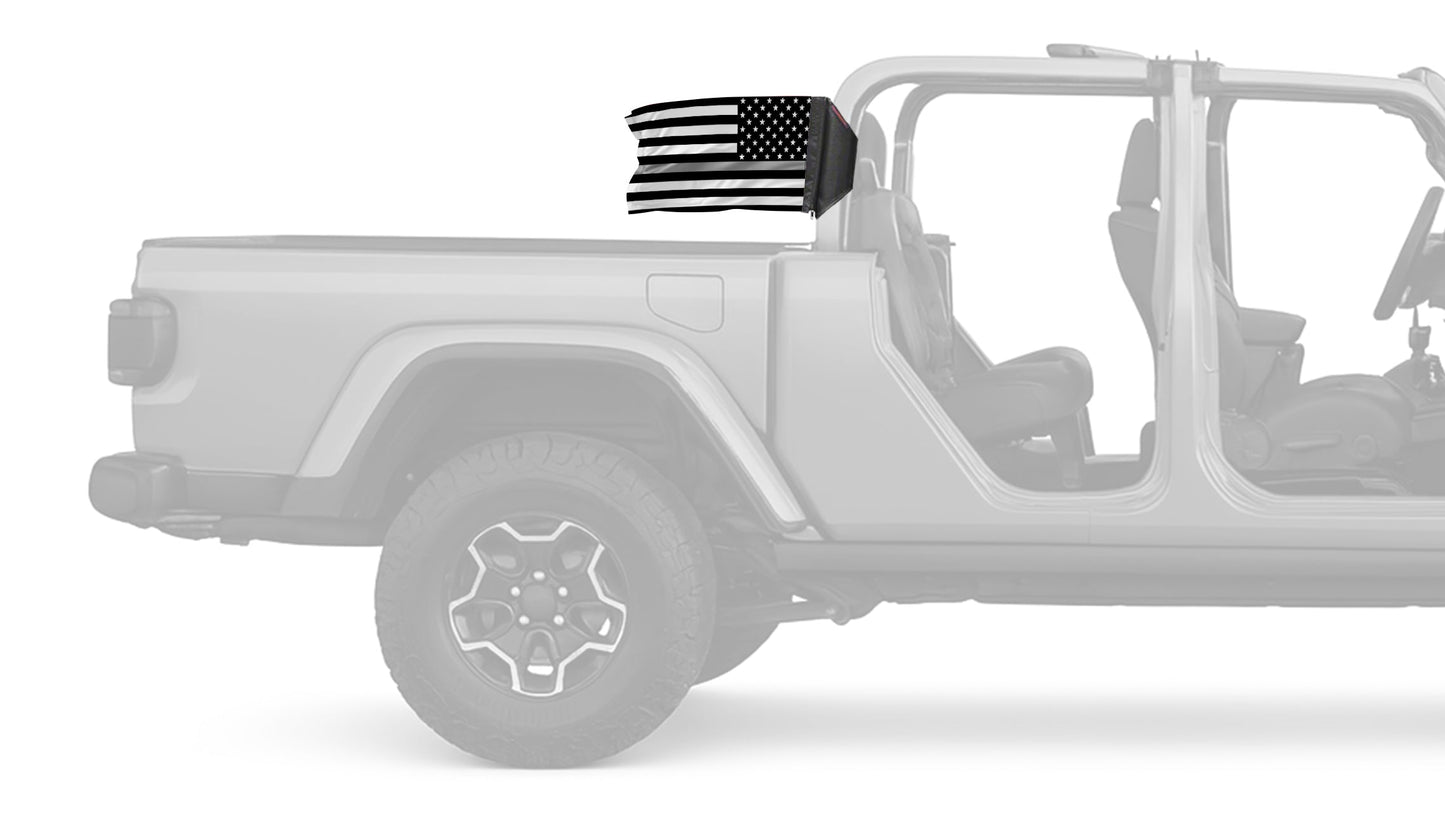 USA Subdued Thin Gray Line 12"x18" Forever Wave Flag for Jeep Gladiator JT