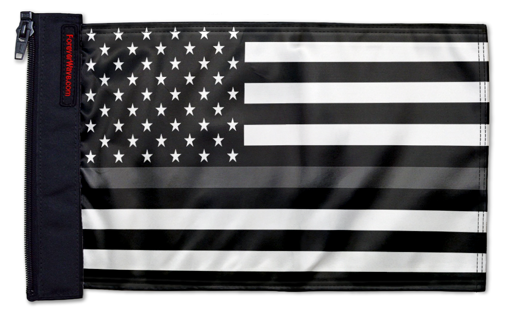 USA Subdued Thin Grey Line 12"x18" Forever Wave Flag for Bronco