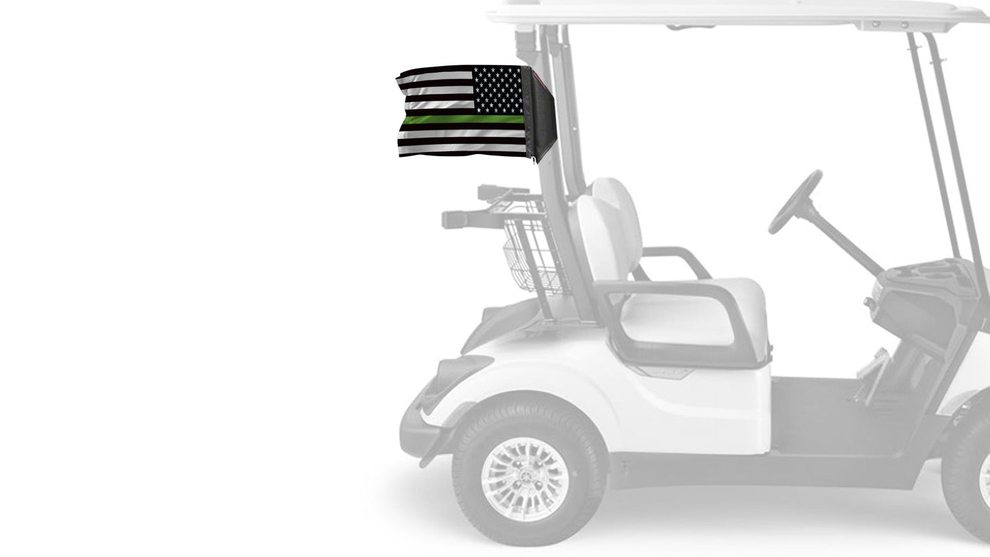 USA Subdued Thin Green Line 12"x18" Forever Wave Flag for Golf Carts