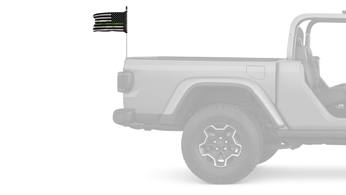 USA Subdued Thin Green Line 12"x18" Forever Wave Flag for Jeep Wrangler JK 2-Door 2007-2018
